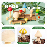 Pllieay 48 Pieces Unfinished Wooden Mushroom 6 Sizes of Natural Wood Mushrooms for Craft Projects and DIY Home Mushroom Decor