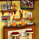 Kisoy DIY Dollhouse Kit, Exquisite Miniature with Furniture, Dust Proof Cover and Music Movement, for Your Perfect Craft (Green' s bar)