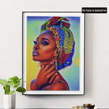 5D Diamond Painting Purple African Woman Full Drill by Number Kits, SKRYUIE DIY Rhinestone Pasted Paint with Diamond Set Arts Craft Decorations (12x16inch)