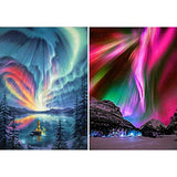 Yomiie 2 Pack 5D Diamond Painting Aurora Polaris Full Drill by Number Kits, Polar Lights Scenery Paint with Diamond Art Rhinestone Embroidery Cross Stitch Craft Decor (12x16inch) a151