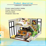 WYD Mini House Model Toy Wooden Doll House with LED Lights Assembled Scene Architecture Birthday Wedding Brithday Mother's Day (Cynthia's Holiday)