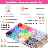 QUEFE 3800pcs Clay Beads for Jewelry Making Kit with 156 Letter Beads 160 Smiley Face Beads Flat Polymer Heishi Beads DIY Arts and Crafts Kit 6mm 16 Colors