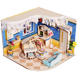Dollhouse Miniature with Furniture,DIY 3D Wooden Doll House Kit Fairy Tale Style Plus with Dust Cover and LED,1:24 Scale Creative Room Idea Best Gift for Children Friend Lover (Bookish and Elegant)