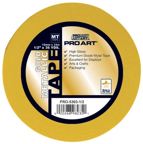 Pro Art 1/2-Inch by 36-Yards Metallic Gold Tape
