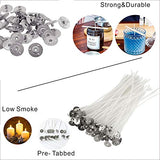 421 Pcs Candle Making Kits,300 Pcs 8/6/4 Inch Candle Wicks Low Smoke,100 Pcs Sustainer Tabs, 20 Pcs Stickers, 1 Pcs Center Device Holders for Candle DIY