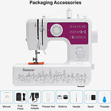 Bosszer Mini Sewing Machine for Beginners and Kids,Portable Household Small Sewing Machines, with Foot Pedal 12 built-in Stitches, 2 Speed Sewing Made Easy -Purple/White