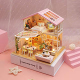 CUTEBEE Dollhouse Miniature with Furniture, DIY Wooden Dollhouse Kit Plus Dust Proof and Music Movement, 1:24 Scale Creative Room IDE (Sweet Word)
