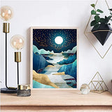 Diamond Painting Bright Moon,Diamond Art Kits for Adults Kids, DIY Full Round Drill Diamond Art Kits for Gift ， Paint with Diamonds Perfect for Home Wall Decor (Diamond Dotz 12X16 in)