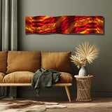 Statements2000 Abstract Red Earth-Toned Hand-Crafted Metal Wall Accent Sculpture - Modern Contemporary Home Office Decor Art Painting - Harvest Moods Wave by Jon Allen - 46" x 10"