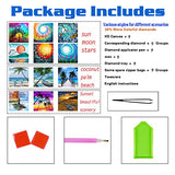 MOHARY 12 Pack 5d Diamond Painting Kits Diamond Paintings Art Kit Crafts Drill Acrylic Embroidery Cross Stitch for Home Wall Decor Sun Moon Scenery Beach (Canvas 12X12In)