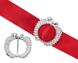 HipGirl Silver Resin Ribbon Slider Buckles for Wedding Invitations, Card Craft (50pc Apple