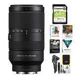 Sony E 70-350mm F4.5-6.3 G OSS Lens with Software Suite, Cleaning Kit, and 64GB SD Card Bundle (4 Items)