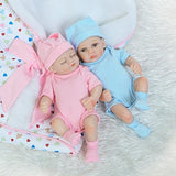 Funny House 10inch26cm Real Life Like Full Silicone Body Reborn Baby Doll Twins Realistic Newborn Dolls Girl and Boy for Baby Anatomically Correct Birthday or Xmas Gift
