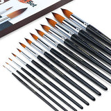 Transon Round Paint Brush 13pcs Synthetic Bristle Complete Set for Watercolor Acrylic Gouache Ink Tempera