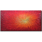 Amei Art Paintings,24X48 Inch 3D Hand-Painted Artwork Abstract Blooming Flower Painting On Canvas Red Art Wood Inside Framed Hanging Wall Decoration Textured Abstract Oil Painting (Fiery Red)