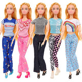 ENOCHT Joyfun 11.5 Inch Girl Dolls Clothes and Accessories 48 PCS Including 5 Tops 5 Pants Outfits 5 Clothes Sets 10 Mini Dresses 10 Shoes and 18 Accessories