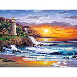 DIY Lighthouse Diamond Art - Diamond Painting Landscapes for Adults and Kids Diamond Art Landscape for Room Decor Sunrise Gift, 1216in