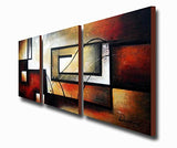 ARTLAND Modern 100% Hand Painted Abstract Oil Painting on Canvas"The Maze Of Memory" 3-Piece Gallery-Wrapped Framed Wall Art Ready to Hang for Living Room for Wall Decor Home Decoration 36x72inches