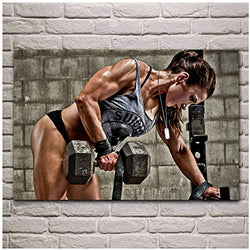 XuFan Bodybuilder Woman Muscles Power Sexy Female Fitness Living Room Home Wall Modern Art Decor Poster Print/60X80Cm-No Frame