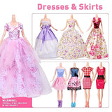 DDUNG 75pcs Doll Clothes and Accessories, 4 Wedding Gowns 10 Fashion Dresses 4 Slip Dresses 2 Bikini Swimsuits 25 Shoes 20 Hangers 8 Handbags 2 Combs for 11.5 Inch Doll
