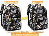 Leaper Water-resistant Floral Laptop Backpack Travel Bag Bookbags Satchel (Leaves-Black)