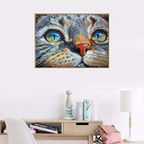 MXJSUA 5D Diamond Painting Full Round Drill Kits for Adults Pasted Arts Craft for Home Wall Decor Blue-Eyed Cat 12x16in