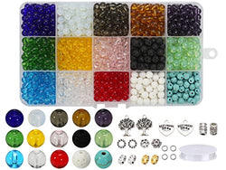 ZHFMLY 1180PCS Glass Beads 6mm Transparent Crystal Smooth Loose Beads Bracelet Making Kit Healing Chakra Beads for DIY Jewelry Making Bracelets & Crafts #30722