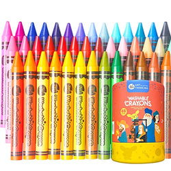 Jar Melo 48 Colors Jumbo Crayons for Toddlers, Non Toxic Washable Crayons for Babies, Easy to Hold Large Crayons for Kids, Safe for Babies and Children, School Art Supplies, Ideal Gifts for Kids