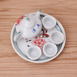 YOUSIKE Miniature Ornaments, Ceramic Teapot Tea Cups Set Simulation Dining Tableware Toy