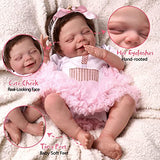 JIZHI Lifelike Reborn Baby Dolls - 20-Inch Silky Smooth Skin Realistic-Newborn Baby Dolls Sleeping Smile Baby Girl Real Life Baby Dolls with Toy Accessories Gift Set for Kids Age 3+ & Collection