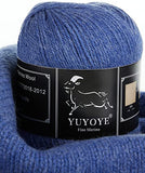 YUYOYE 100% Merino Wool Yarn for Crochet and Knitting, Fingering Weight, Luxurious Soft Handmade Knitted Yarn (17Star Blue-4Pack)