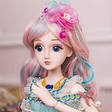 60Cm 23.6 Inch Jointed Ball-Jointed Doll+Face Make UP+Dress+Headdress+Shoes Full Set HMYH