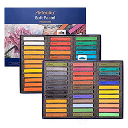 Artecho Soft Pastel Set of 72, Including 4 Fluorescent colors Premium Square Chalk for Drawing, Blending, Layering, Shading, Art Supplies for Kids, Beginners, Students, Experienced Artists