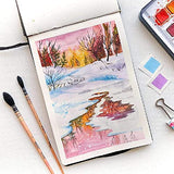 Zen Sangam A5 Artists' Watercolor Journal - 25 Sheets(50 Pages) - 245GSM 20% Cotton Cold Pressed Watercolour Paper - Watercolor Book (Landscape) - Blue