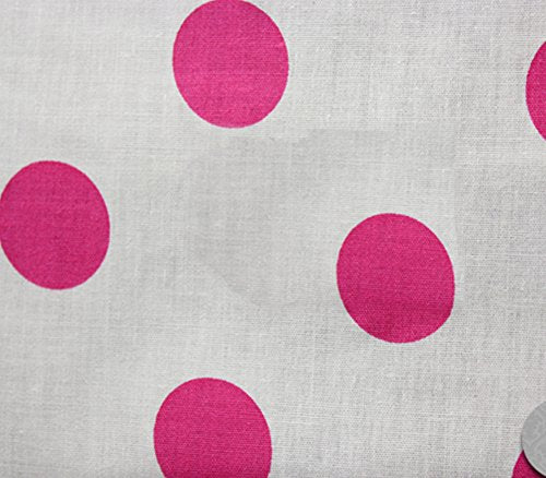 Polycotton Fabric Printed POLKA DOTS FUSCHIA WHITE / 60" Wide / Sold by the Yard