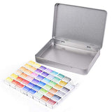 45 Assorted Watercolor Paint Travel Set - Half Pan Refills Solid Pigment Magnetic Stripe with Metal Box Case, Water Color Paint Kit for Artists Beginners DIY Watercolor Paintings, Coloring, Drawing
