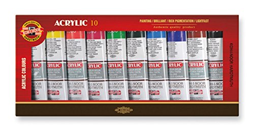 KOH-I-NOOR 016270400000 40 ml Set of Acrylic Colour Paint (Pack of 10)