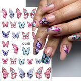 Butterfly Nail Art Stickers,3D Colorful Butterfly Nail Stickers for Girls Nail Decals Self Adhsive Butterfly Stickers for Nails DIY Women Nail Accessories Spring Nail Decoration Supplies,6 Sheets/Set