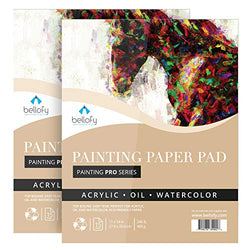 Bellofy 2 x Large Painting Paper Pads |11x14 inch | 246lb 400GSM |15 Sheets/Pad for Wet Media Acrylic, Oil & Watercolor | Top Glue Bound Art Pad | Art Supplies for Beginners, Artists & Professionals