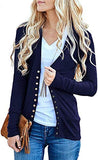 Traleubie Women's Long Sleeve V-Neck Maternity Button Down Shirts Cardigan Sweater New Navy M