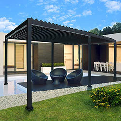 Sunnyglade Patio Pergola Canopy Modern Aluminum Pergola with Adjustable Louvered Gazebo for BBQ, Backyard,Party, Lawn,Garden (10ft X20ft)