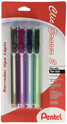 Pentel(R) Clic Erasers™, Black Barrel, Pack Of 4