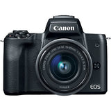 Canon EOS M50 Mirrorless Vlogging Digital Camera with 15-45mm Lens + Camera Bag + 64GB Memory Card + Cleaing Set + More (International Model) (2680C011) - Starter Bundle (Renewed)