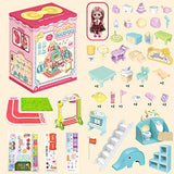 MITCIEN DIY Dollhouse Kit , Portable Nursery Playset Friendly School House Toy with Dolls Set Kindergarten Toys for Little People Preschool Toddler 3 4 5 6 Year Old Girl