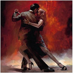 Hand Painted Beautiful Stretched/Framed Modern Home Wall Decoration Art Canvas Oil Painting, The Lover Tango Dance Canvas Oil Painting