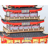 WYD Chinese Style Dollhouse Model Kit DIY Chaozhou Guangji Building Assembly Scene Building 3D Wooden Miniature Dollhouse Kit Creative Gift