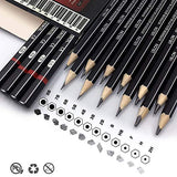 12 Pieces Professional Drawing Sketch Pencils, Carpenter Pencils including 2H H F HB B 2B 3B 4B 5B 6B 7B 8B, Portable Art Graphite Sketching Pencils for Children Adults Artist School