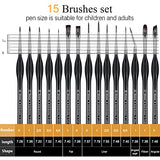 Qionew Micro Detail Paint Brush Set, 15pcs Miniature Painting Brushes for Fine Detailing & Art Painting -Craft Models, Rock Painting, Watercolor Oil Acrylic, Face, Nail, Warhammer40k
