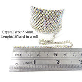 Honbay 10 Yard Crystal Rhinestone Close Chain Trim Sewing Craft 2.5mm Silver color (AB)