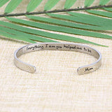 Christmas Gift for Mother Mom Mama Mum Mommy Gratitude Bracelet Present Encouragement Cuff Bangle Engraved Everything I am You Helped me to be